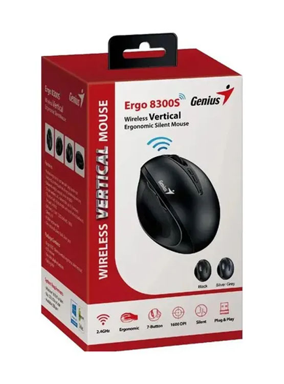 MOUSE GENIUS ERGO 8300S WIRELESS VERTICAL 7-BOT BLACK (31030037400) - 2