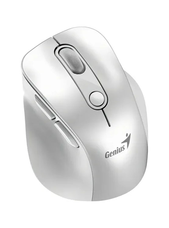 MOUSE GENIUS ERGO 9000S PRO RECARGABLE DUAL WIRELESS/BT 6-BOT SILENT RGB PEARL WHITE (31030039400) - 3