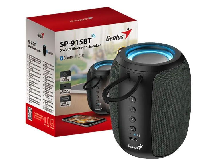 PARLANTE GENIUS SP-915BT BLUETOOTH 5W 6H MIC AI COPILOT RGB BLACK/GREY (31730052401) - 1