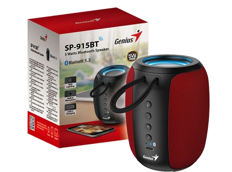 PARLANTE GENIUS SP-915BT BLUETOOTH 5W 6H MIC AI COPILOT RGB BLACK/RED (31730052403) - 1