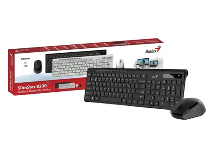 TECLADO GENIUS + MOUSE DUAL WIRELESS/BT SLIMSTAR 8230 AI COPILOT MULTIMEDIA SP BLACK - 1