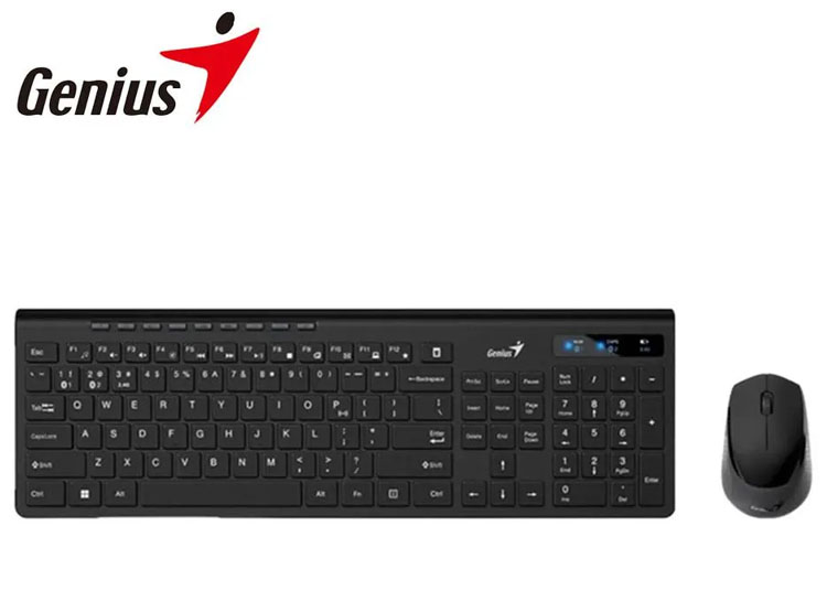 TECLADO GENIUS + MOUSE DUAL WIRELESS/BT SLIMSTAR 8230 AI COPILOT MULTIMEDIA SP BLACK - 2