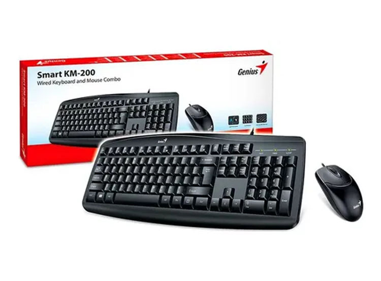 TECLADO GENIUS + MOUSE SMART KM-200 AI COPILOT USB MULTIMEDIA SP BLACK - 1