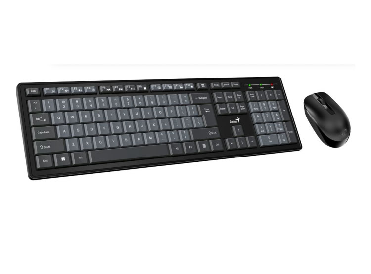 TECLADO GENIUS + MOUSE WIRELESS KM-8200 AI COPILOT MULTIMEDIA SP BLACK/GREY - 1