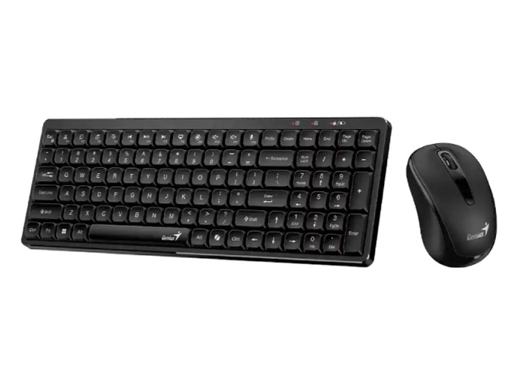 TECLADO GENIUS + MOUSE WIRELESS LUXEMATE Q8100 AI COPILOT COMPACT MULTIMEDIA SP BLACK - 1
