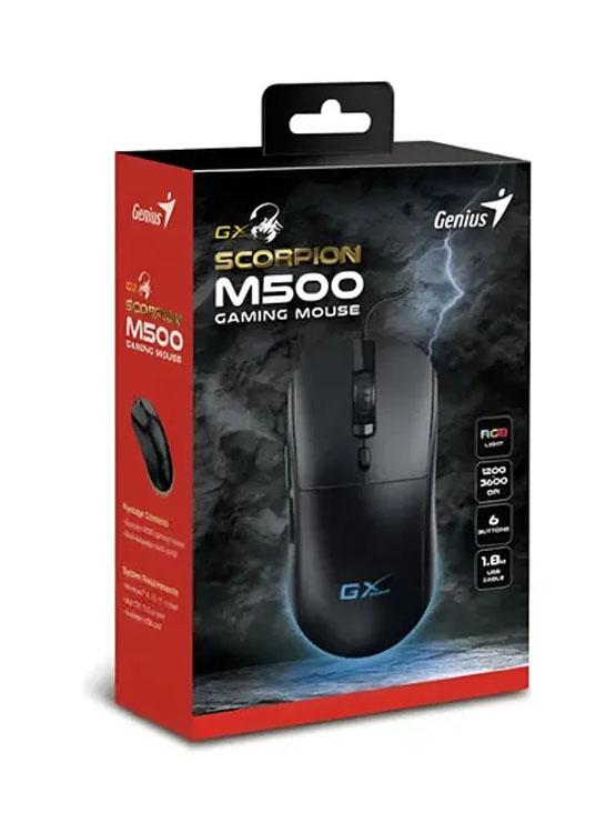 MOUSE GENIUS GX SCORPION M500 3600 DPI 6-BOT RGB BLACK - 2