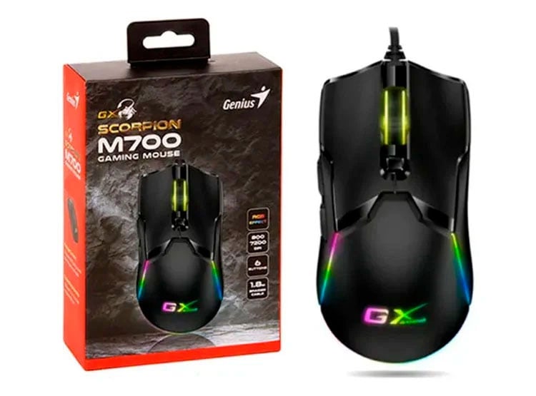 MOUSE GENIUS GX SCORPION M700 7200 DPI 6-BOT PROGRAMABLES + MEMORIA INTEGRADA RGB BLACK - 1