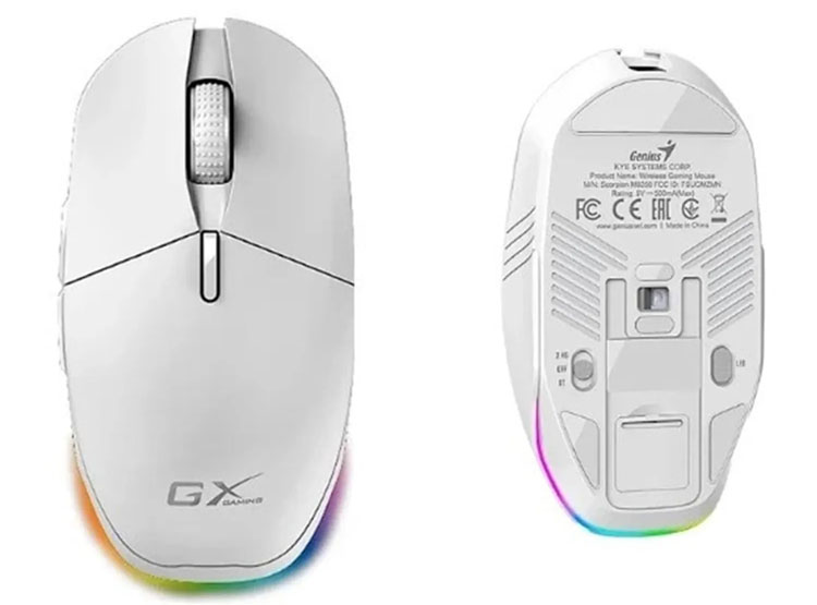 MOUSE GENIUS GX SCORPION M8250 AI COPILOT RECARGABLE WIRELESS/BT 3200 DPI 6-BOT RGB WHITE - 3