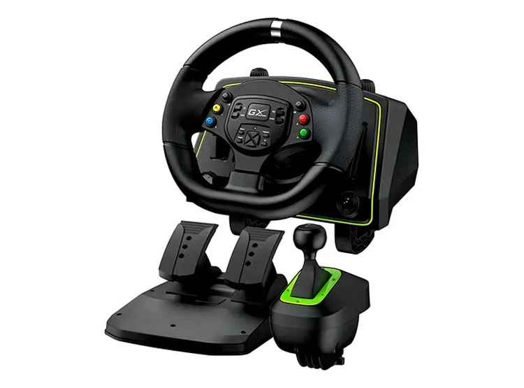 TIMON C/PEDAL + PALANCA GENIUS GX SPEED MASTER X2 DUAL MOTOR VIBRATION 1080° ROTACION PS4/PS3/PC USB BLACK - 3