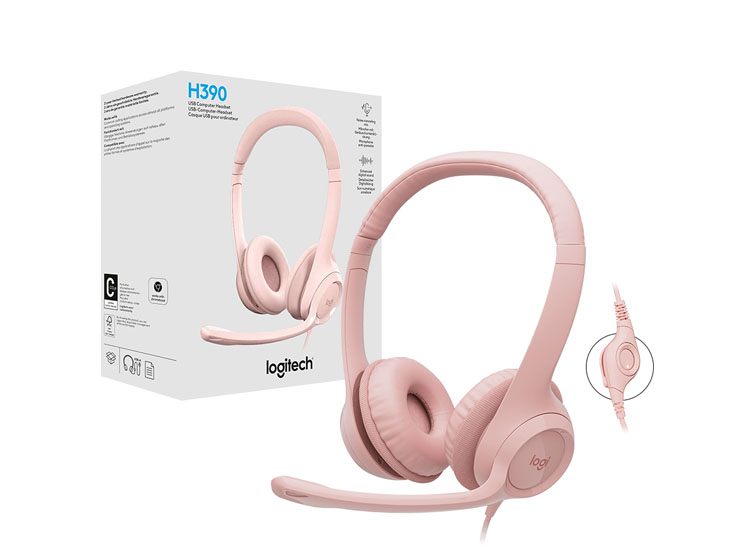 AUDIFONO C/MICROF. LOGITECH H390 USB NOISE CANCELLING ROSE - 1