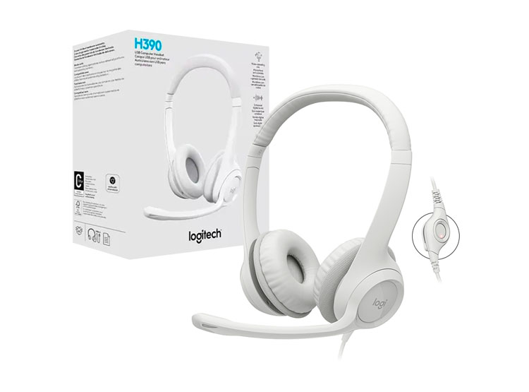 AUDIFONO C/MICROF. LOGITECH H390 USB NOISE CANCELLING WHITE - 1