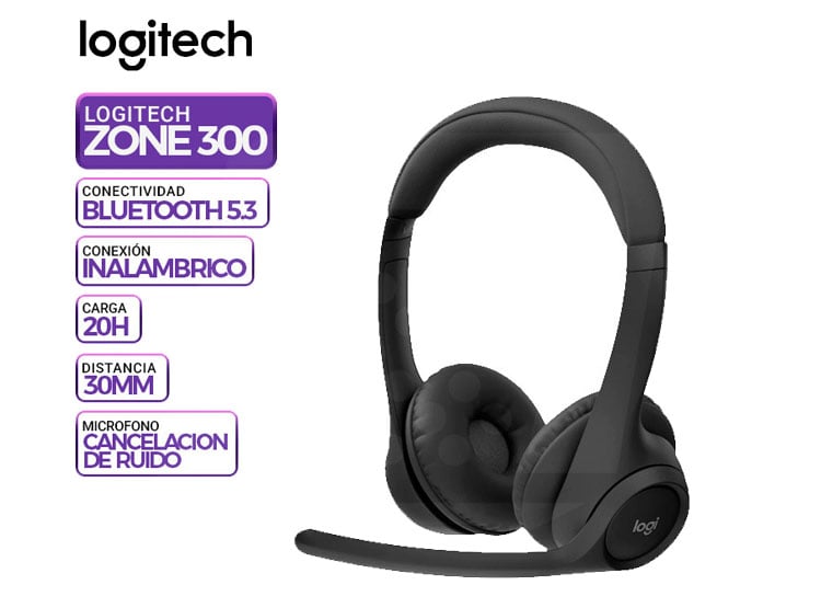 AUDIFONO C/MICROF. LOGITECH ZONE 300 BLUETOOTH/20HRS BLACK - 2