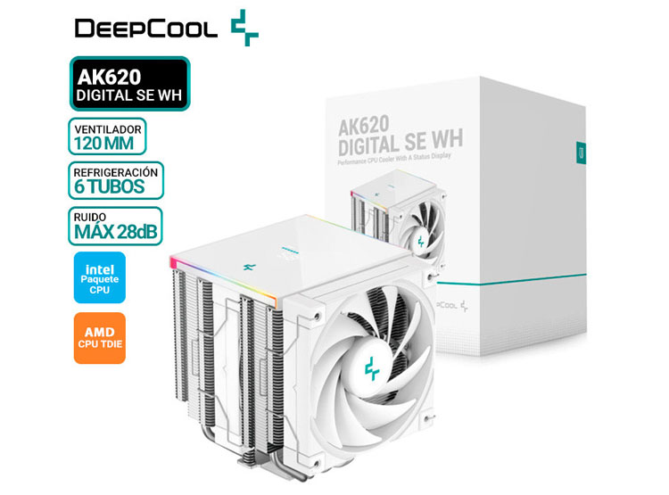 COOLER DE PROCESADOR DEEPCOOL AK620 DIGITAL SE WH - 1