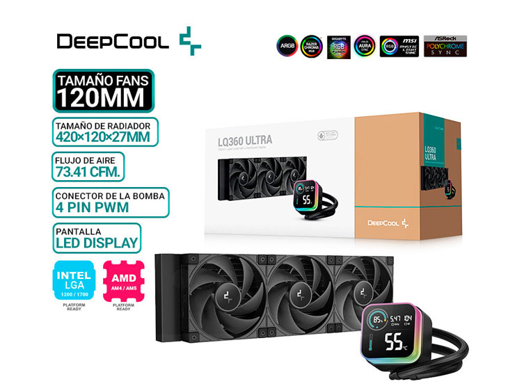 REFRIGERACION LIQUIDA DEEPCOOL LQ360 ULTRA, PANTALLA, ARGB - 1