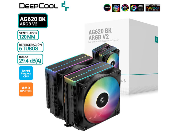 COOLER DE PROCESADOR DEEPCOOL AG620 BK ARGB - 1