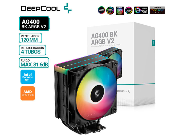 COOLER DE PROCESADOR DEEPCOOL AG400 BK ARGB V2 - 1