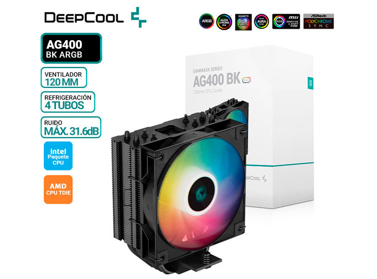 COOLER DE PROCESADOR DEEPCOOL AG400 BK ARGB - 1