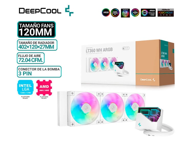 REFRIGERACION LIQUIDA DEEPCOOL LT360 WH, ARGB - 1