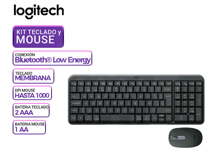 TECLADO LOGITECH + MOUSE MK250 BLUETOOTH SP BLACK (920-013513) - 1