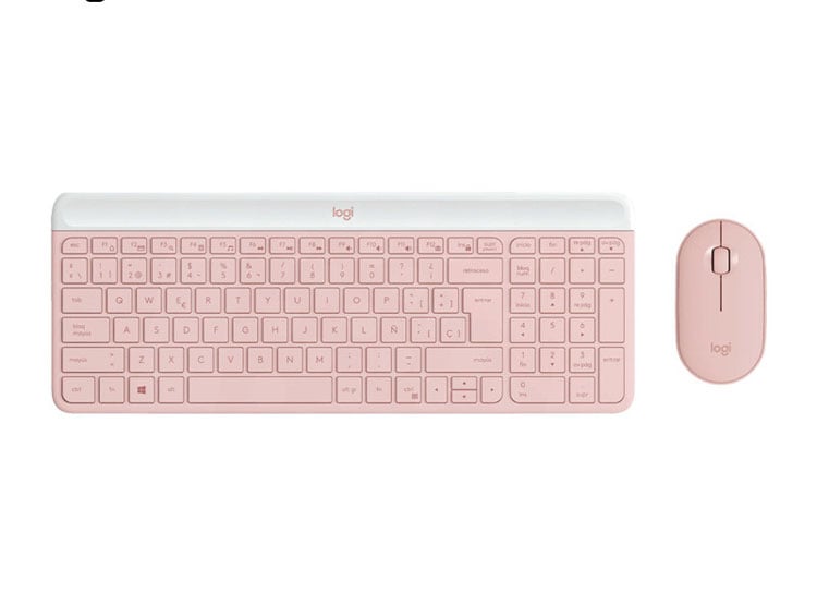 TECLADO LOGITECH + MOUSE MK470 WIRELESS SLIM USB ROSE - 3