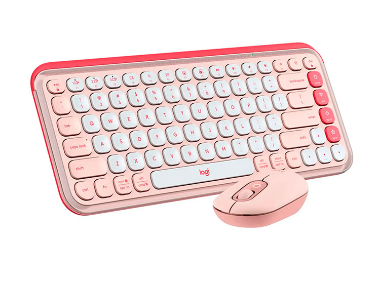 TECLADO LOGITECH + MOUSE POP ICON BLUETOOTH/WIRELESS SP / COPILOT/ ROSE - 1