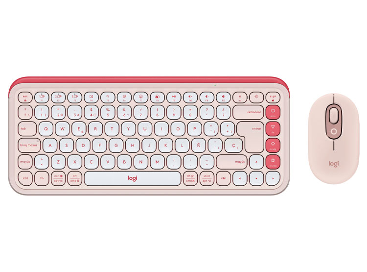 TECLADO LOGITECH + MOUSE POP ICON BLUETOOTH/WIRELESS SP / COPILOT/ ROSE - 2