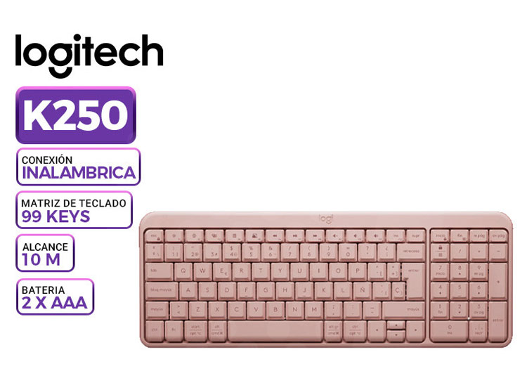 TECLADO LOGITECH K250 BLUETOOTH ROSE SP (920-013447) - 1