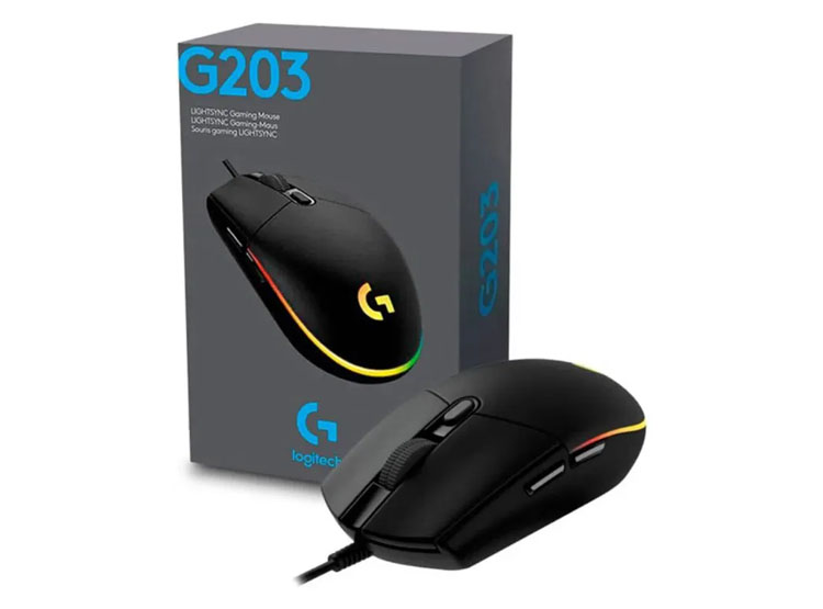 MOUSE LOGITECH G203 LIGHTSYNC OPTICAL 8000 DPI RGB BLACK (910-005793) - 1