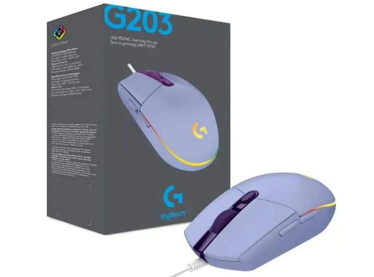 MOUSE LOGITECH G203 LIGHTSYNC OPTICAL 8000 DPI RGB LILA (910-005851) - 1