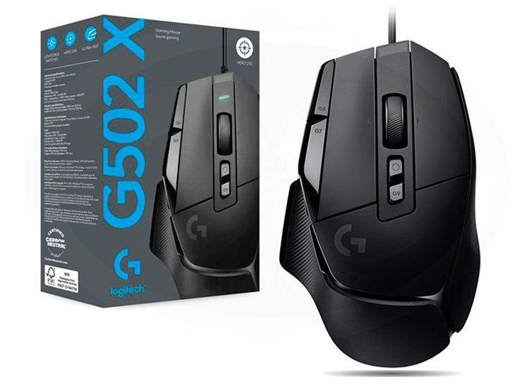 MOUSE LOGITECH G502 X HERO USB 25K DPI LIGHTFORCE BLACK (910-006137) - 1