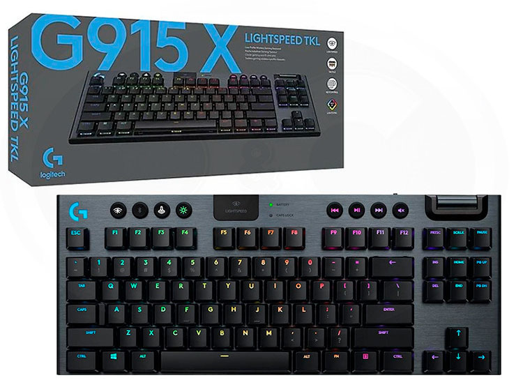 TECLADO LOGITECH G915 X TKL LIGHTSPEED/ BT LIGHTSYNC RGB / KEYCONTROL BLACK (920-012715) - 1