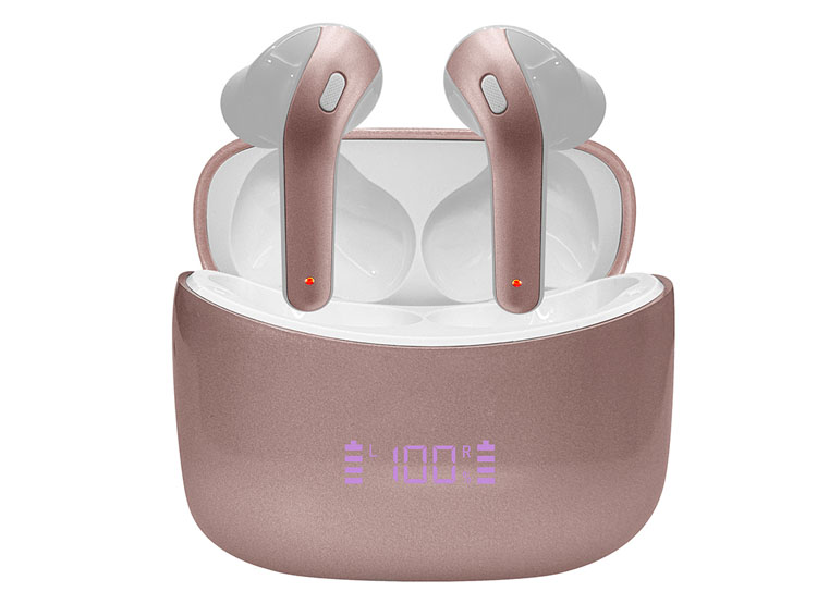 AUDÍFONOS TEROS TE-8074GR, BLUETOOTH, TWS, ROSA/DORADO - 1