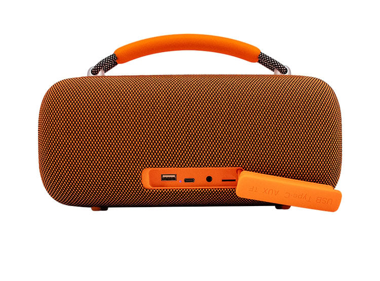 PARLANTE INALÁMBRICO TEROS VIBES VB-6049, 60W, BT 5.3, 4000 MAH, USB, LUCES LED, ORANGE - 3