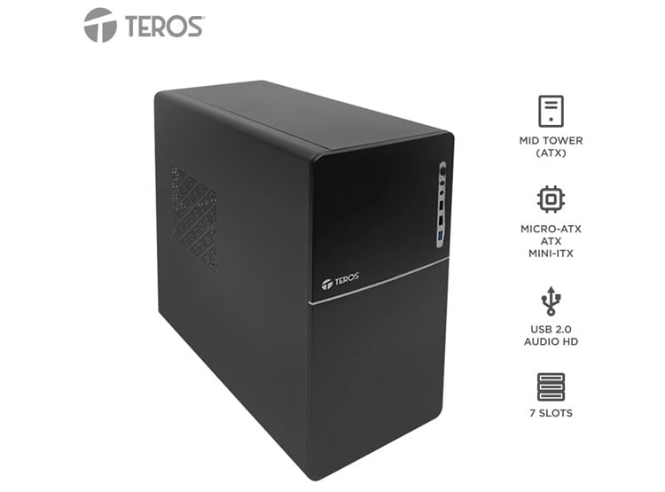 CASE TEROS TE-1038S, FACTOR DE FORMA ATX, 250 W, USB 3.0 / 2.0, AUDIO, NEGRO. - 1