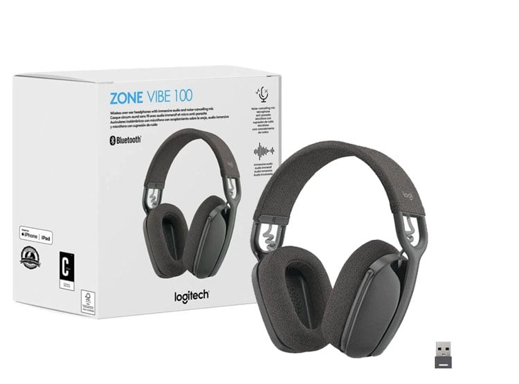 AUDIFONO C/MICROF. LOGITECH ZONE VIBE 100 BLUETOOTH BLACK - 1
