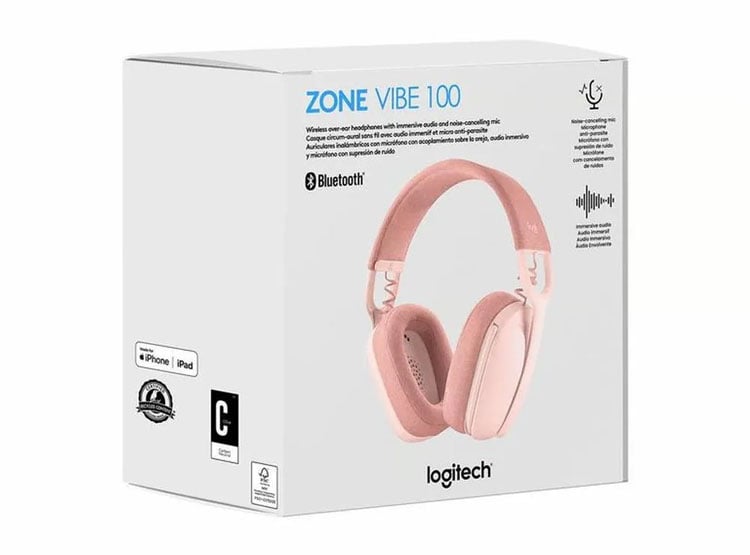 AUDIFONO C/MICROF. LOGITECH ZONE VIBE 100 BLUETOOTH ROSE - 4
