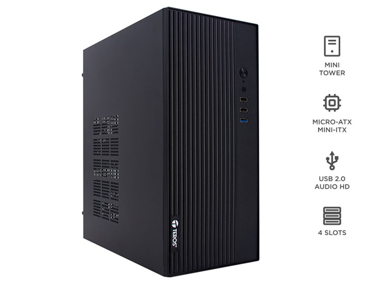 CASE TEROS TE-1035S, MINI TOWER ATX, 250 W, USB 3.0 / 2.0, AUDIO HD, NEGRO - 1