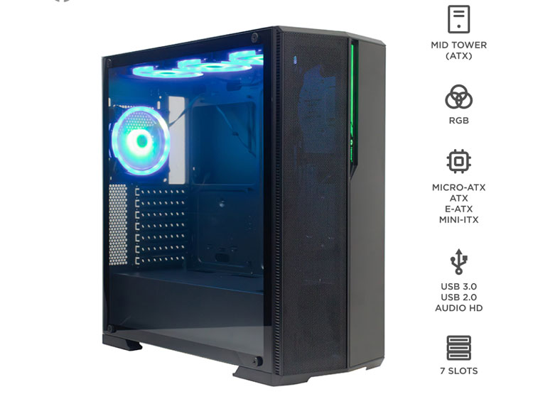 CASE GAMER TEROS TE1175N, MID TOWER, NEGRO, USB 3.0, USB 2.0, AUDIO. - 1