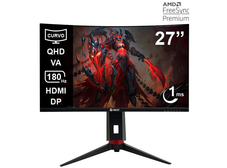 MONITOR CURVO GAMING TEROS TE-2767G 27' QHD VA 180HZ 1MS HDMI DP AUDIO OUT NEGRO - 1