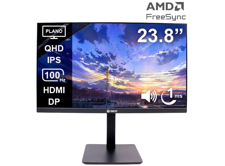 MONITOR PLANP TEROS TE-2416CS, 23.8' QHD IPS, 100HZ, 1MS, HDMI, DP, CÁMARA, MICRÓFONO - 1