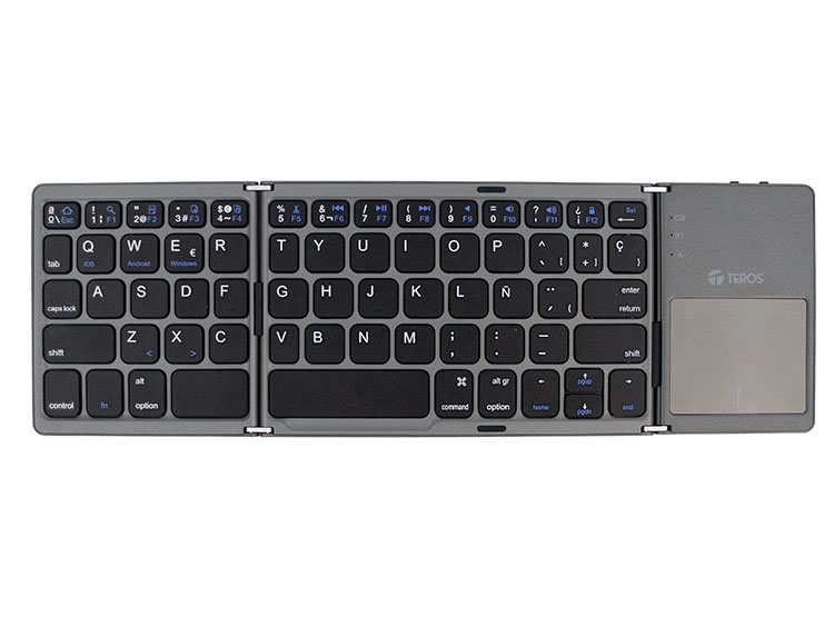 TECLADO INALÁMBRICO PLEGABLE TEROS TE-4075S, BT 3.0, GRIS - 1