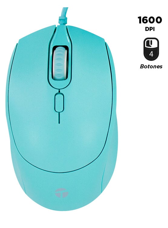 MOUSE ÓPTICO TEROS TE-1227S, 800-1200-1600 DPI, USB, 4 BOTONES, COLOR VERDE - 1