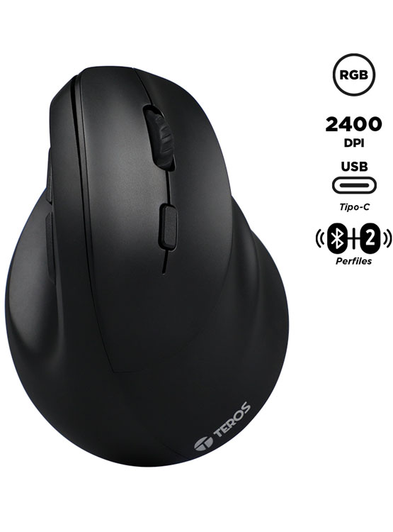 MOUSE INALÁMBRICO TEROS TE-5169N, 2.4G+BLUETOOTH, 2400 DPI, USB, COLOR NEGRO - 1