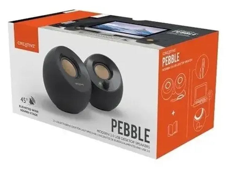 PARLANTE CREATIVE PEBBLE 2.0 4.4W 3.5MM USB-POWER BLACK (51MF1680AA000) - 2