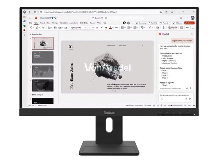 MONITOR LENOVO THINKVISION E22-40, 21.5' 1920X1080 WLED IPS, HDMI/DP/VGA COLOR RAVEN BLACK - 1