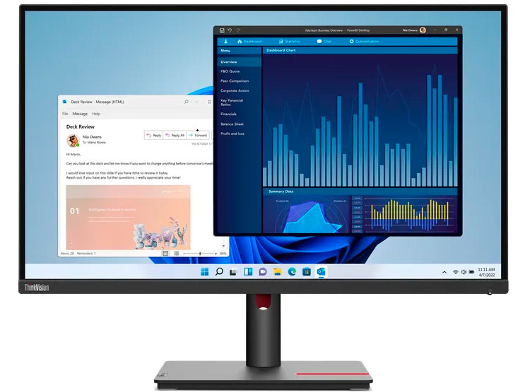MONITOR LENOVO THINKVISION T22I-30, 21.5' 1920X1080 WLED IPS HDMI/DP/VGA COLOR RAVEN BLACK - 1