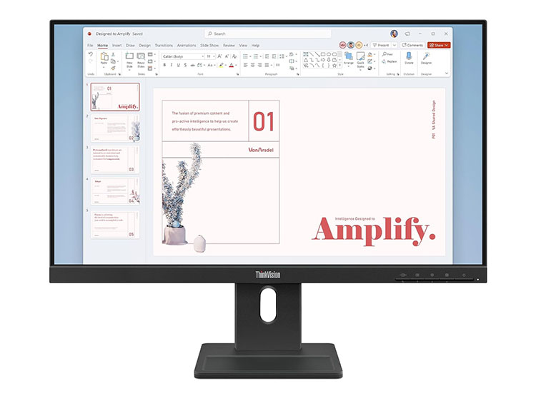 MONITOR PLANO LENOVO THINKVISION E24-40, 23.8' WLED FHD IPS / HDMI / DP / VGA / PARLANTES (2WX2) - 1