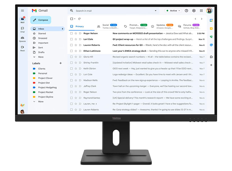 MONITOR LENOVO THINKVISION E27-40, 27' WLED/FHD/IPS/HDMI X1/DP X1/VGA X1/PARLANTES: 2WX2 - 1