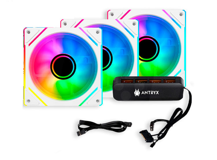 KIT ARGB ANTRYX IF-120 INFINITY FAN WHITE, 120MM X 3, C/CONTROLADOR - 3