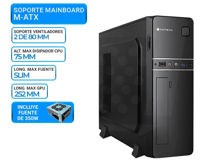 CASE ANTRYX SLIM XS-110 FUENTE 350W - 1
